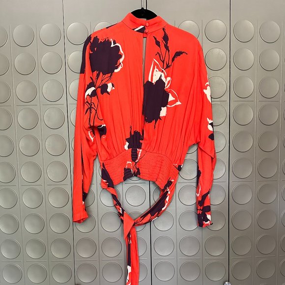 Free People Red, White & Violet Blouse (Size XS) - Picture 5 of 5